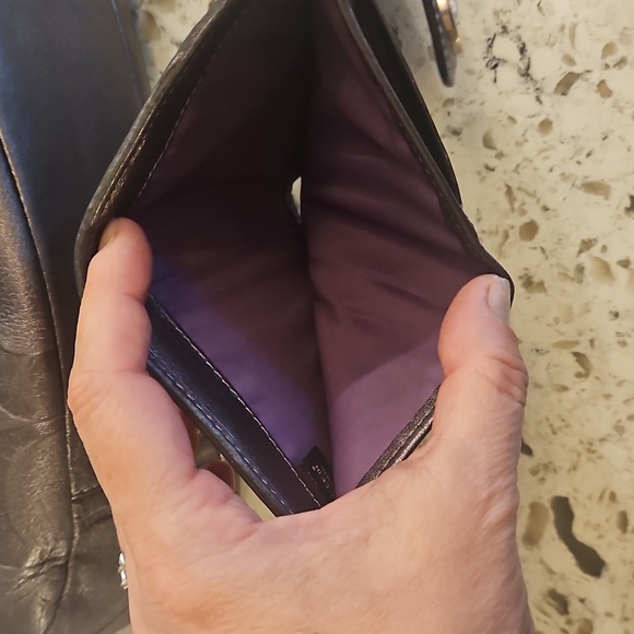 Coach Mettalic Gray Leather Tote And Wallet Set - Picture 17 of 17